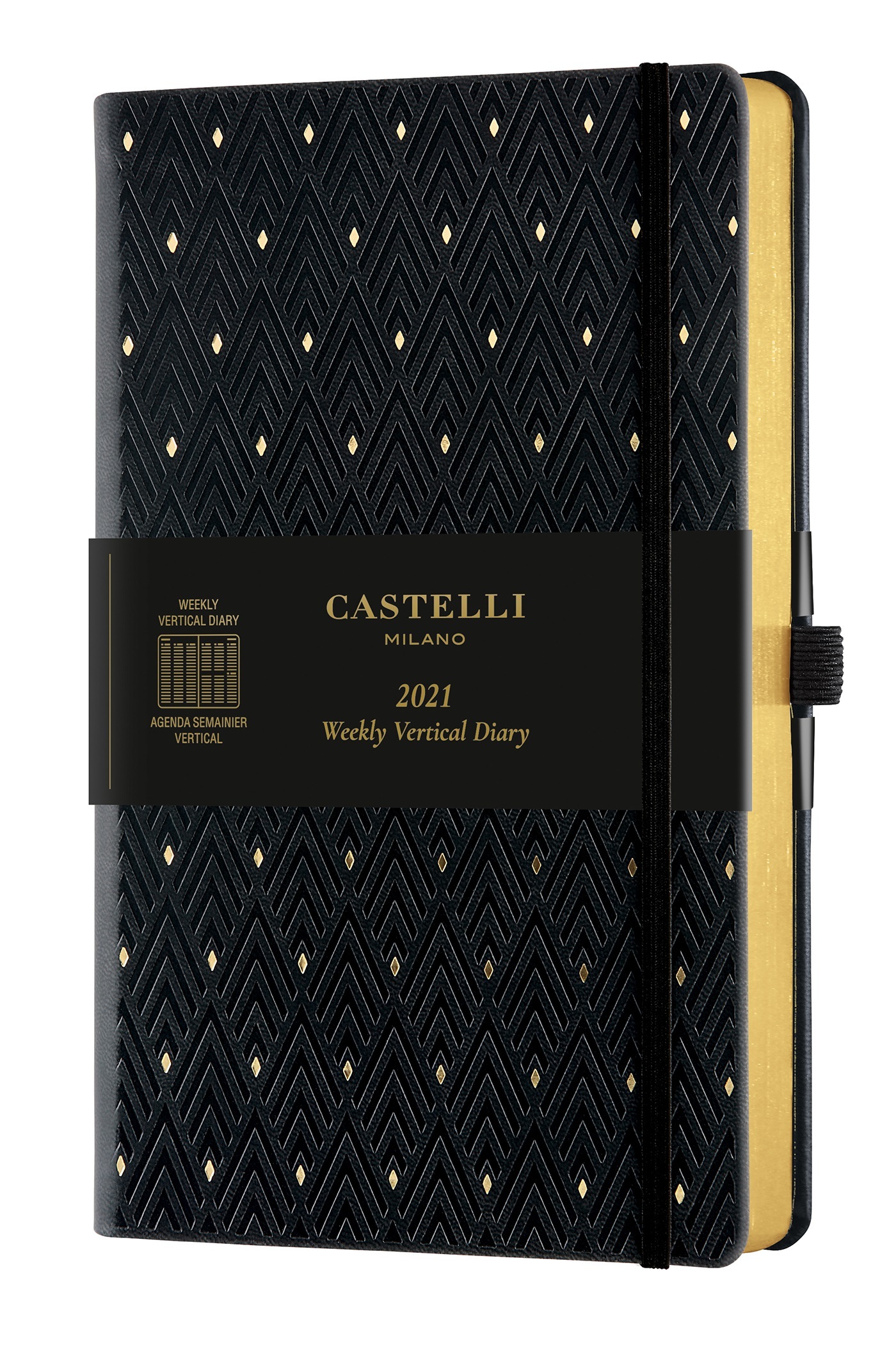Agenda 2021 semainier vertical grand format C&G diamant dore