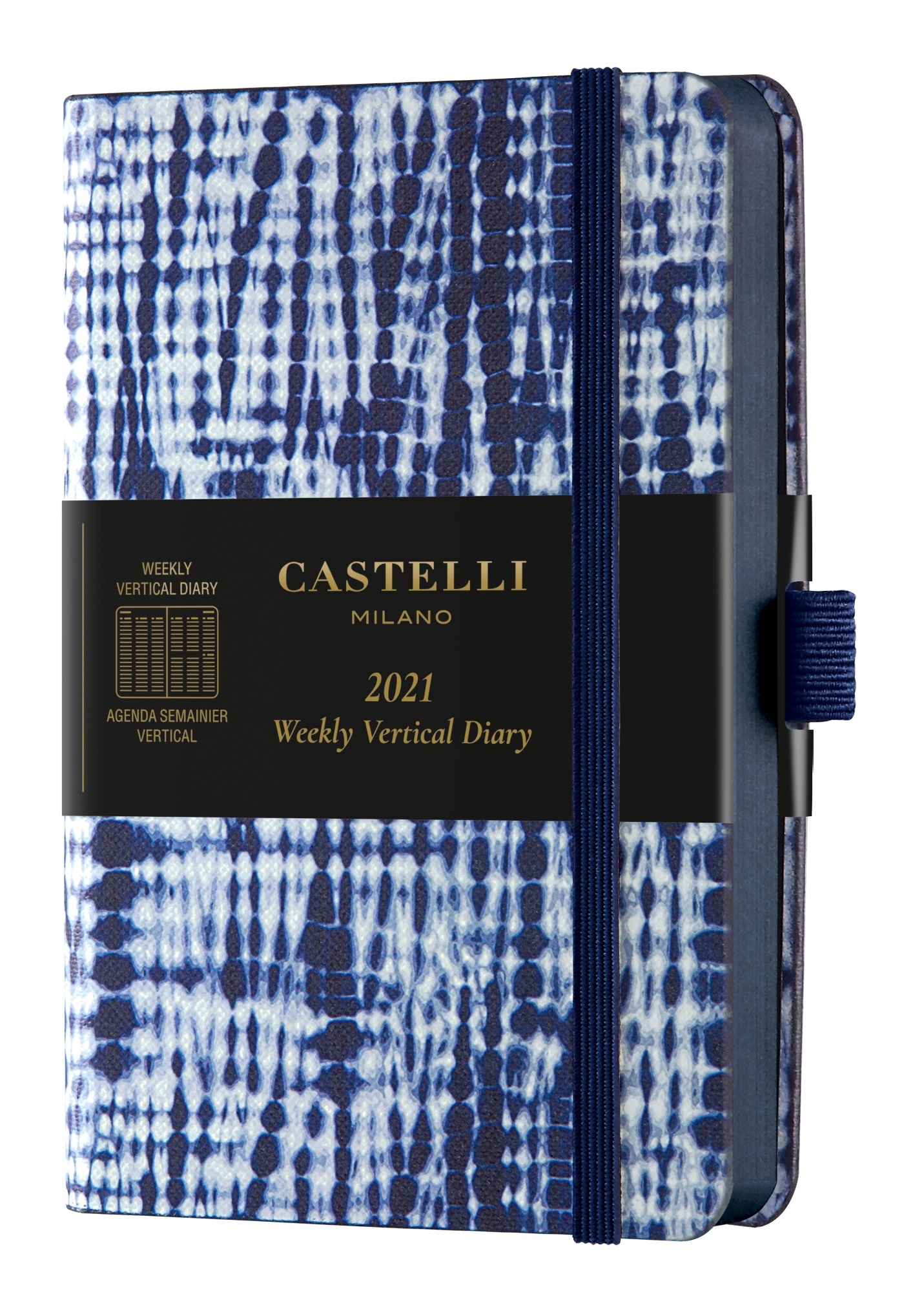 Agenda 2021 semainier vertical poche Shibori jute