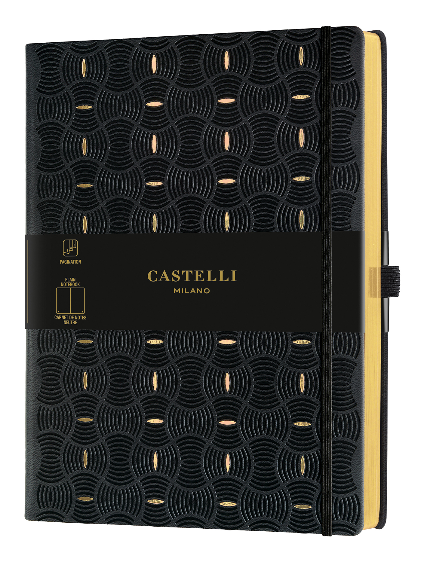 Carnet C&G très grand format uni grain riz gold