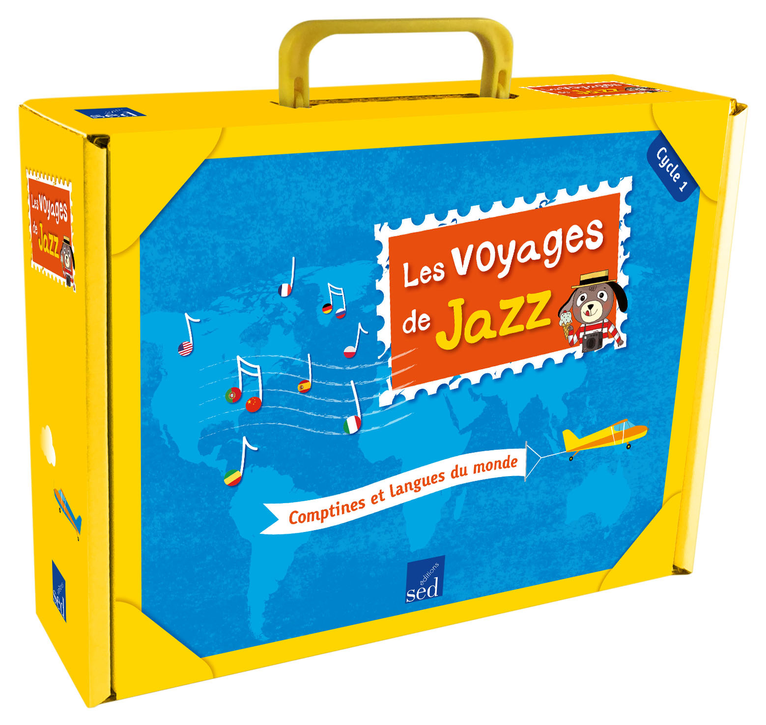 LES VOYAGES DE JAZZ-Mallette complète : Marrionnette,CD audio,posters,cartes,fichier ressources...