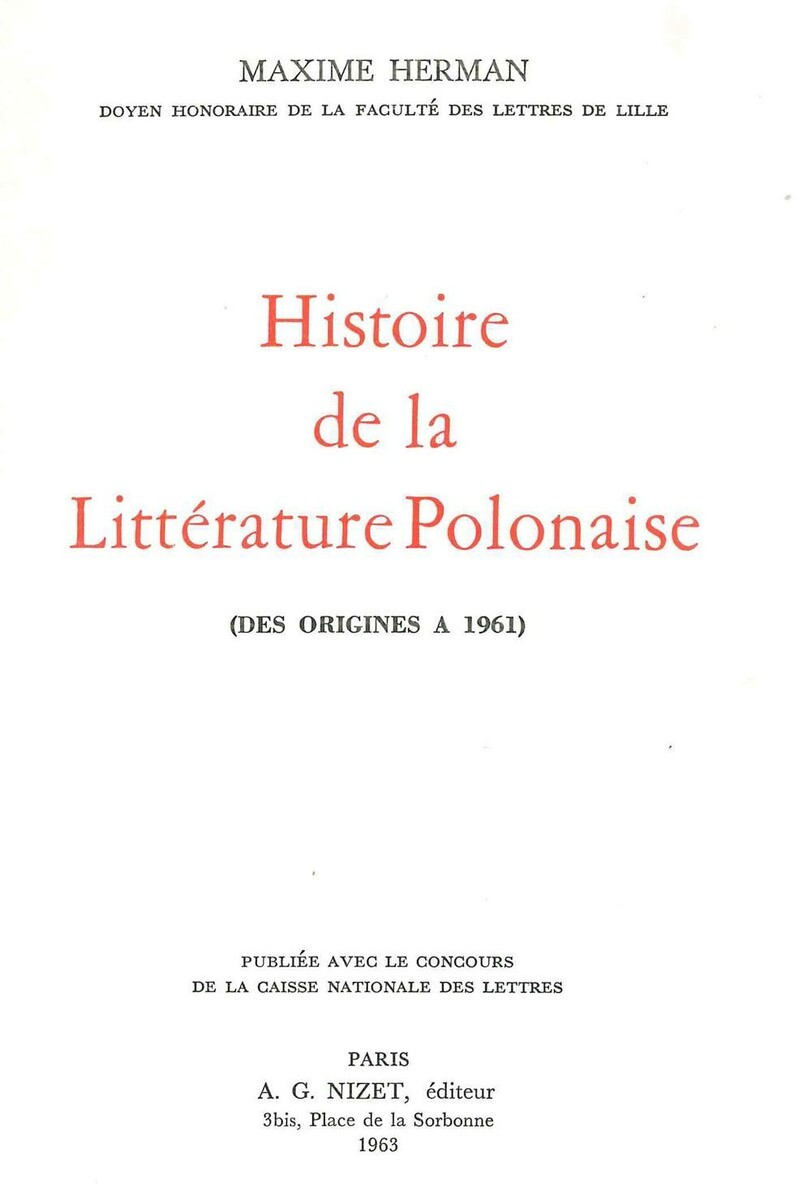 Histoire de la Littérature Polonaise