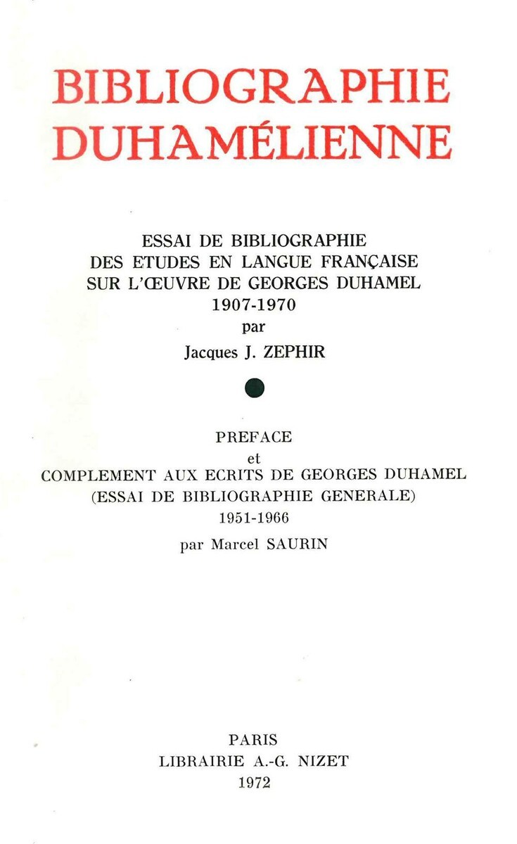 Bibliographie duhamélienne
