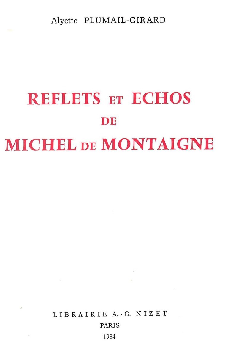 Reflets et échos de Michel de Montaigne