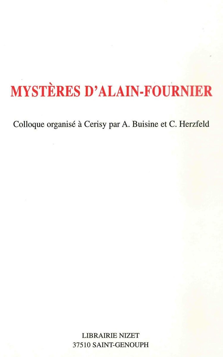 Mystères d'Alain-Fournier