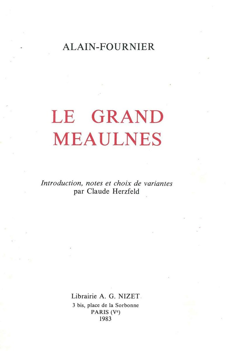 Le Grand Meaulnes d'Alain-Fournier