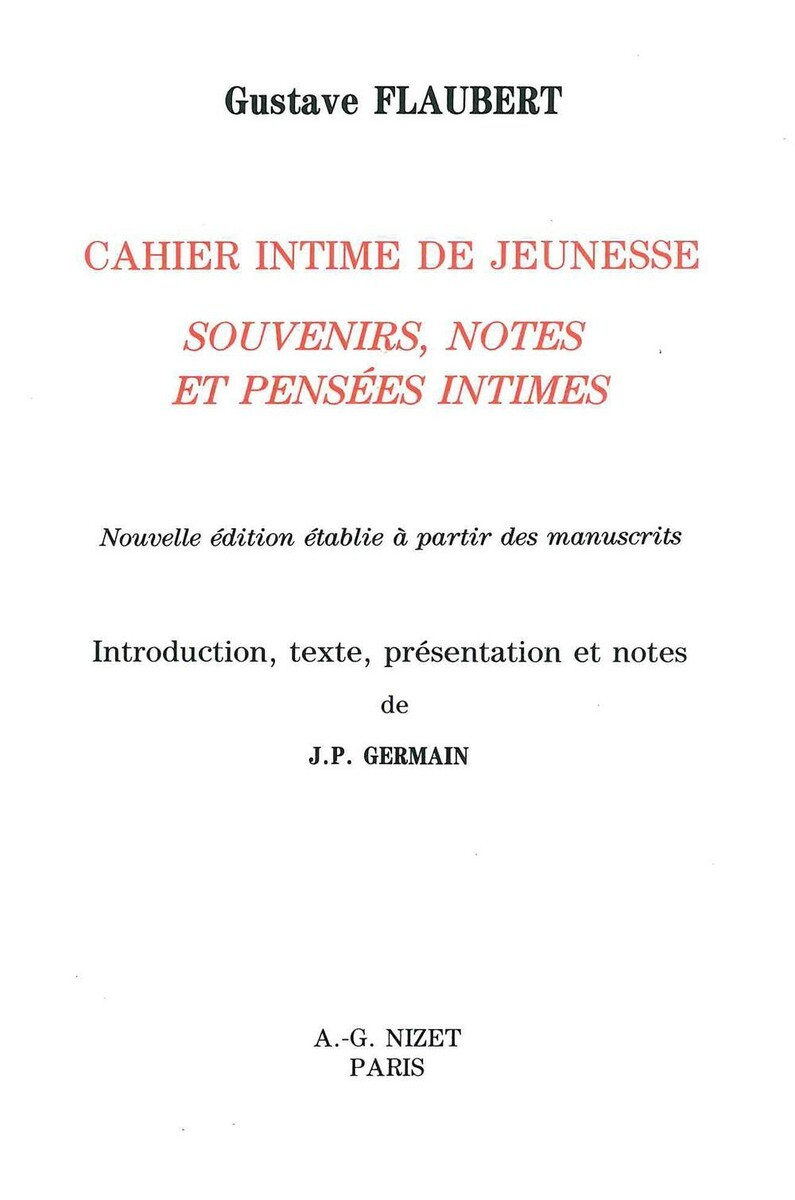 Cahier intime de jeunesse