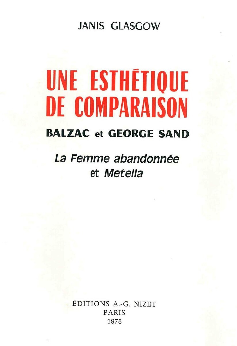 Une esthétique de comparaison, Balzac et George Sand