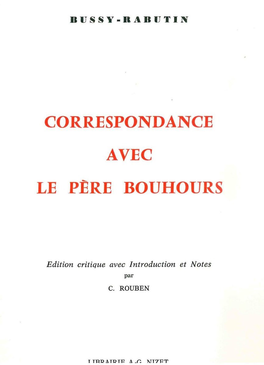 Correspondance avec le Père Bouhours