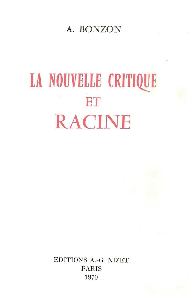 La Nouvelle Critique de Racine