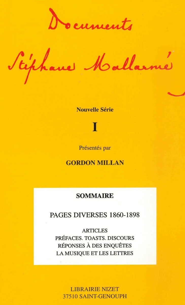 Documents Stéphane Mallarmé - Nouvelle série I