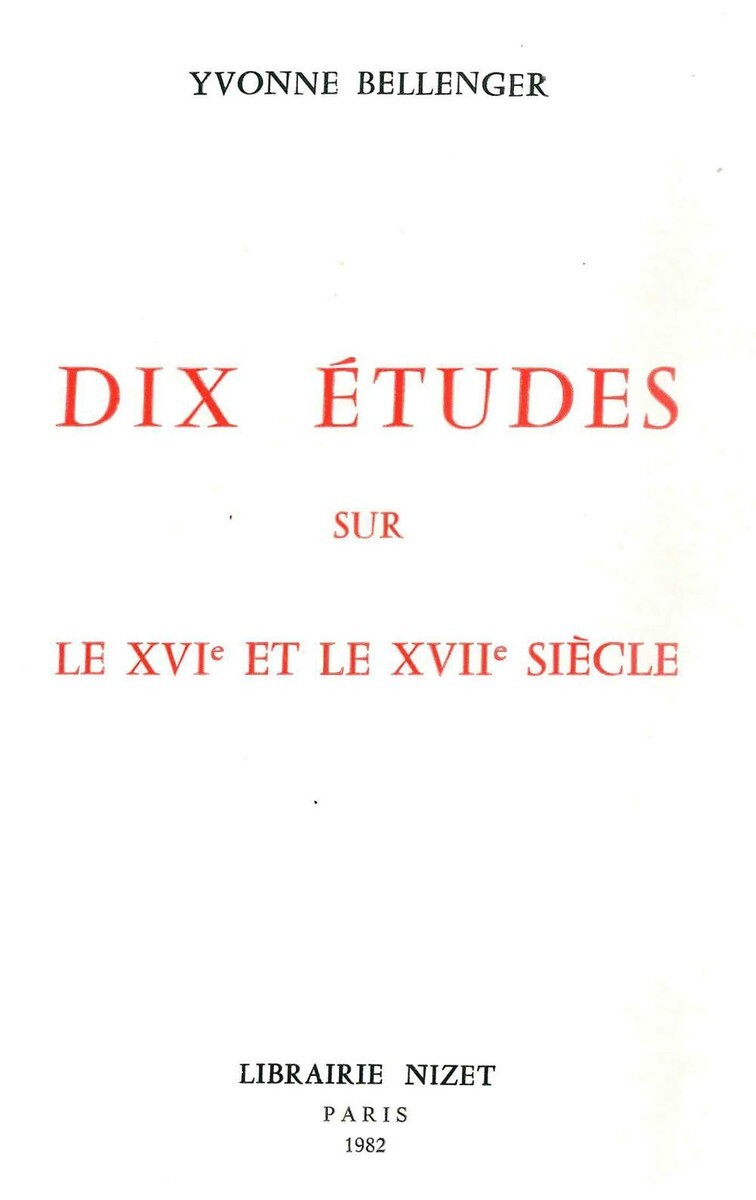 Dix études sur le XVIe et le XVIIe siècle