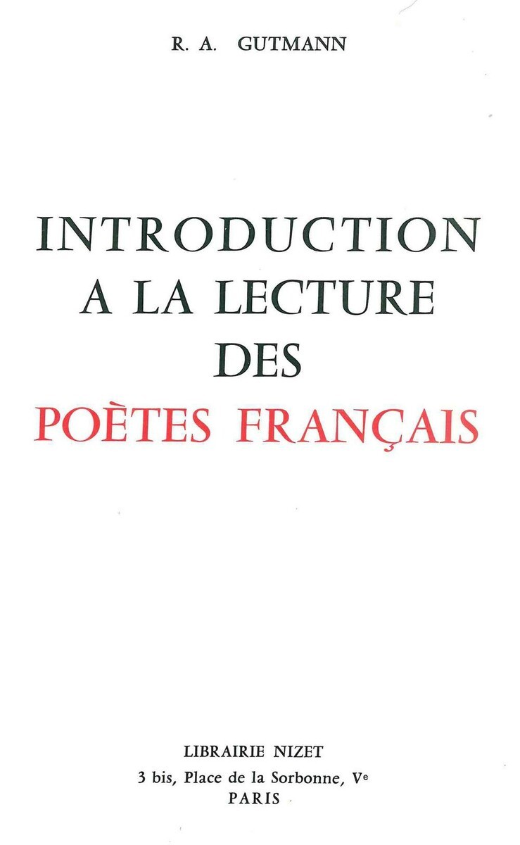 Introduction à la lecture des poètes français