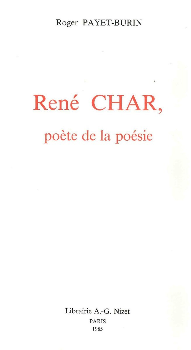 René Char, poète de la poésie