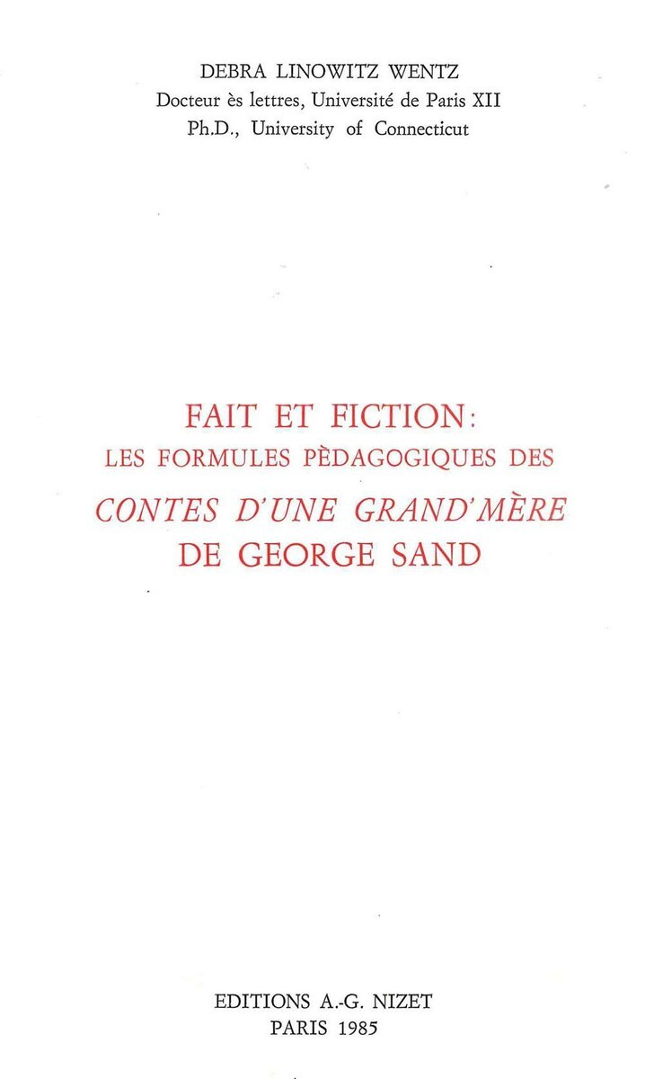 Faits et fiction: les formules pédagogiques des Contes d'une grand'mère de George Sand
