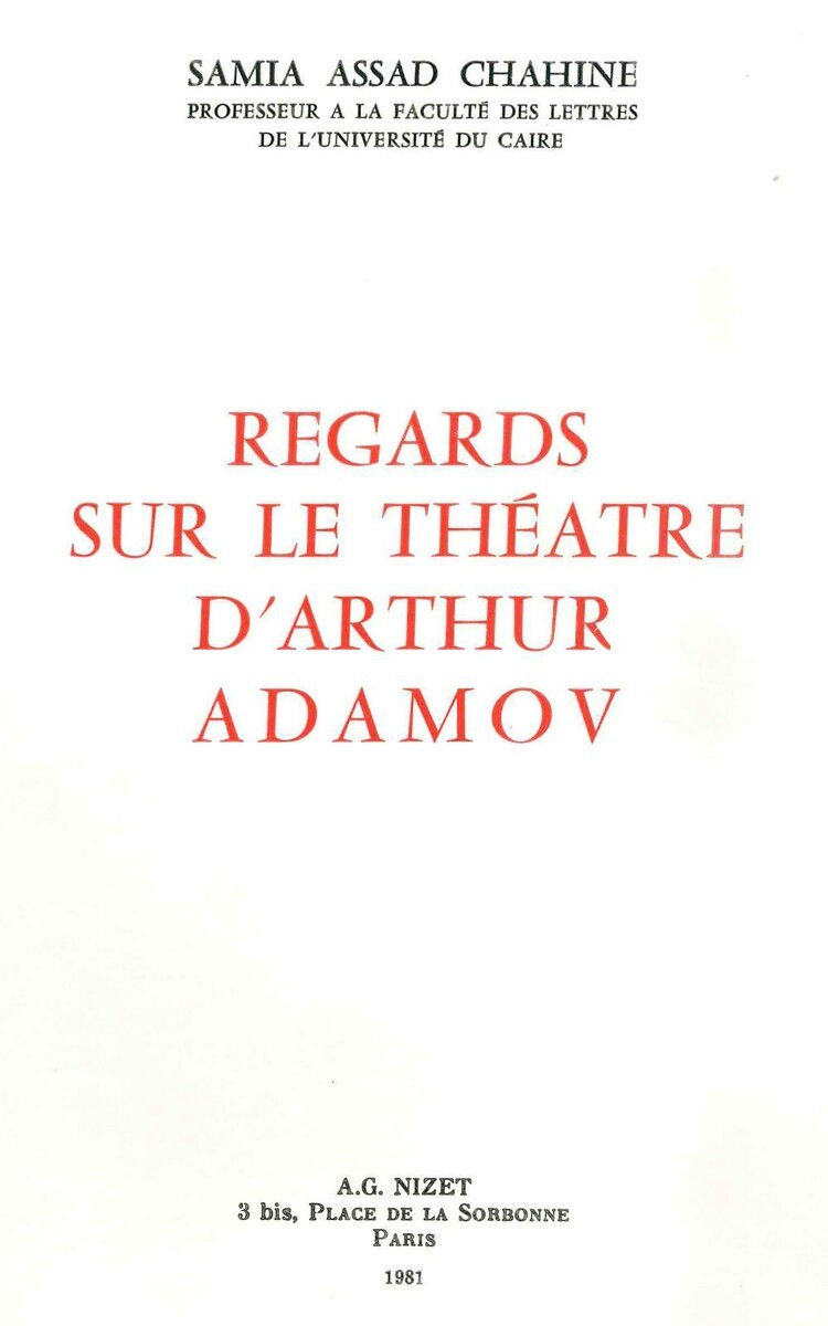 Regards sur le théâtre d'Arthur Adamov