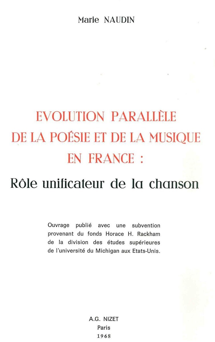 Évolution parallèle de la poésie et de la musique en France