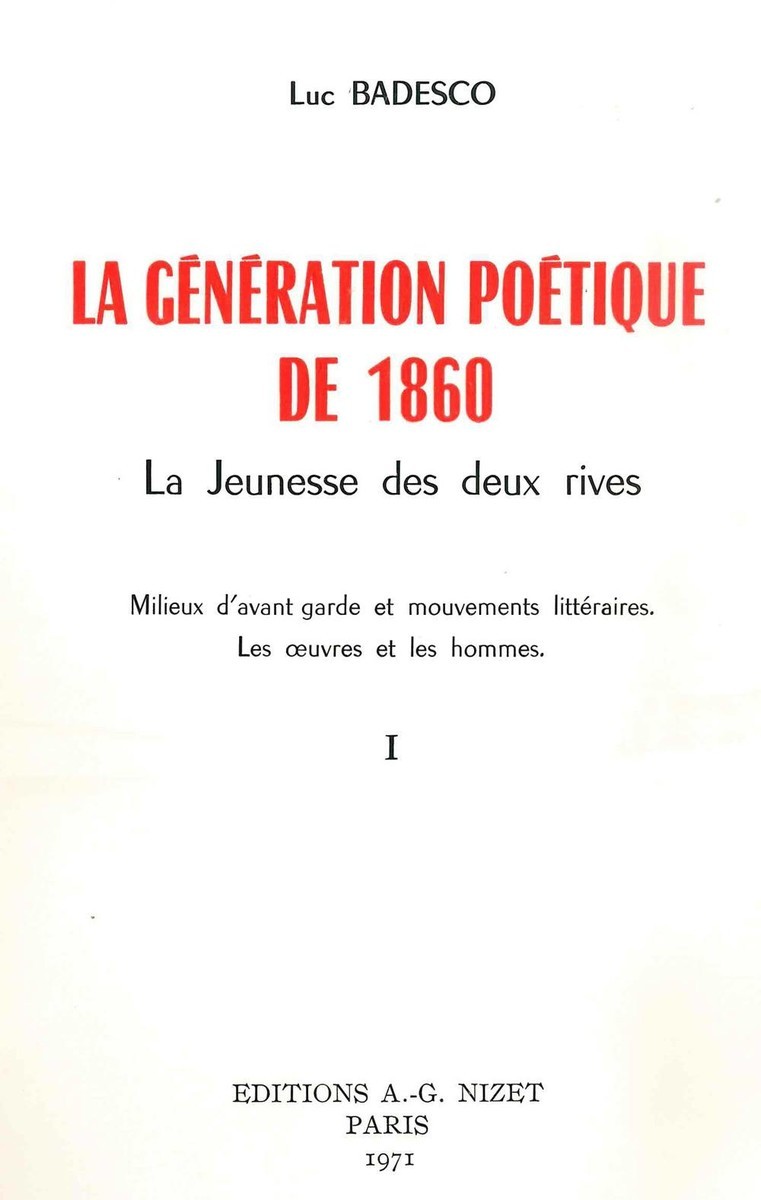 La Génération poétique de 1860