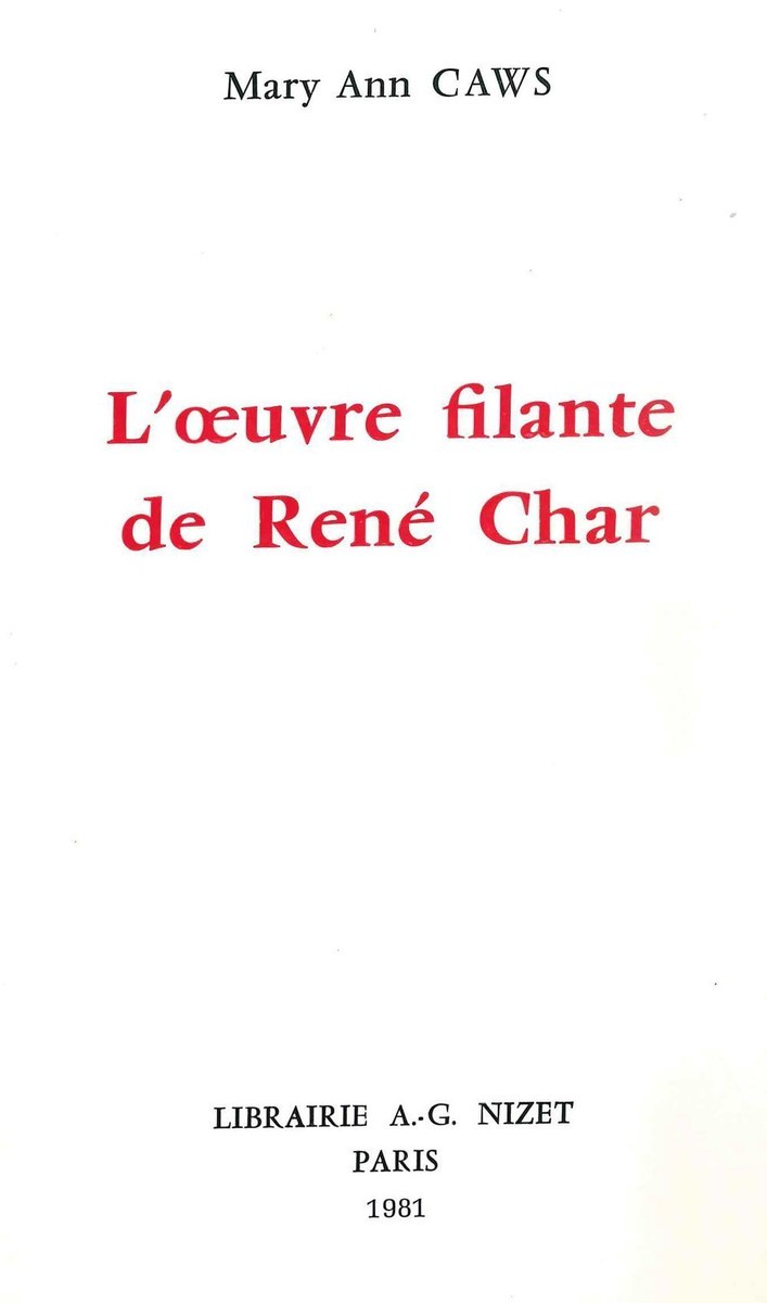 L'Œuvre filante de René Char