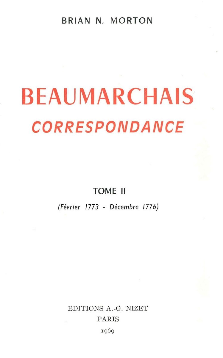 Beaumarchais, Correspondance, T2 (février 1773-décembre 1776)