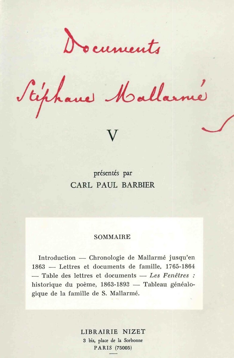 Documents Stéphane Mallarmé V