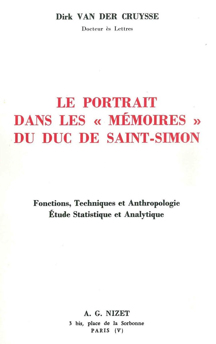 Le Portrait dans les Mémoires du duc de Saint-Simon