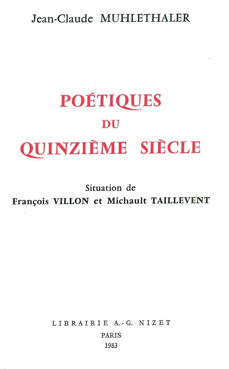 Poétiques du quinzième siècle