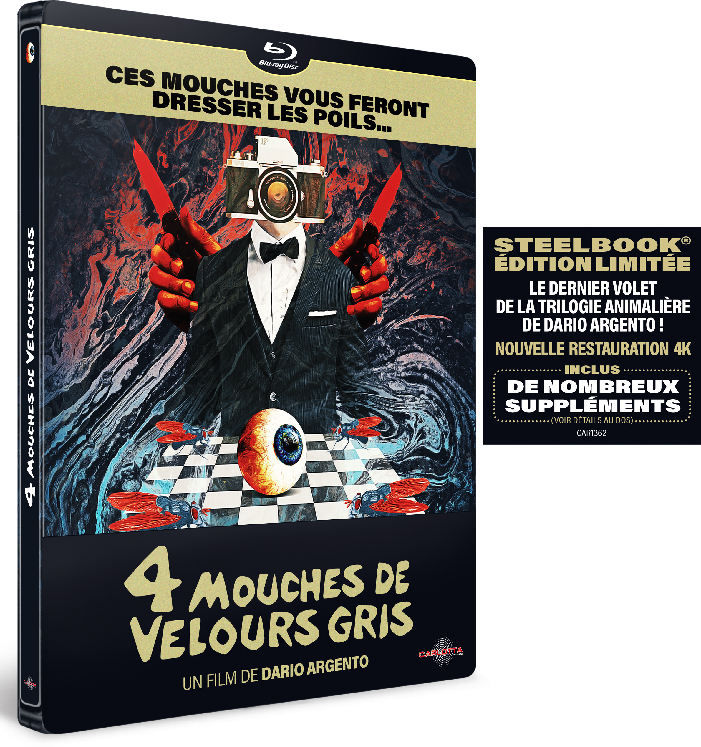 4 MOUCHES DE VELOURS GRIS - BLU-RAY STEELBOOK - EDITION LIMITEE
