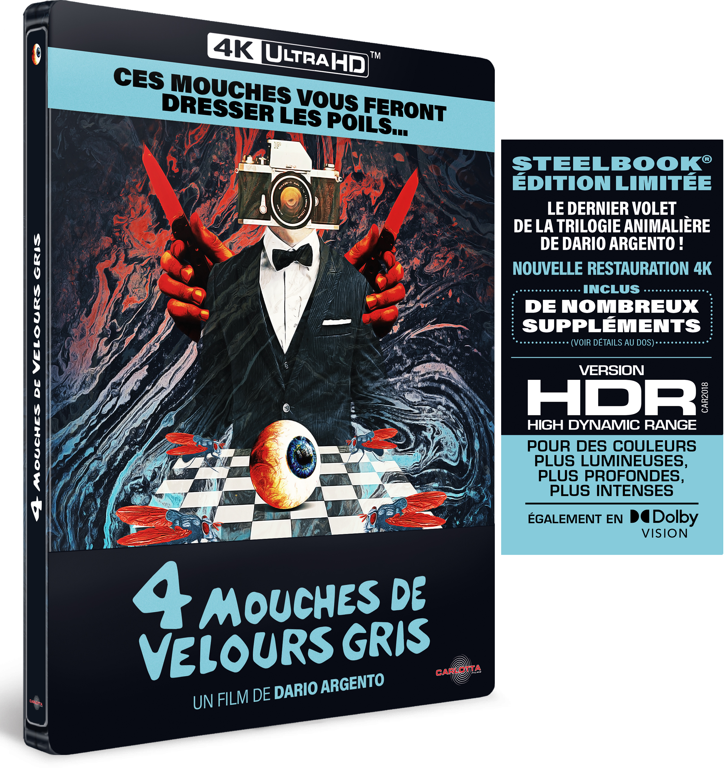 4 MOUCHES DE VELOURS GRIS - UHD STEELBOOK - EDITION LIMITEE