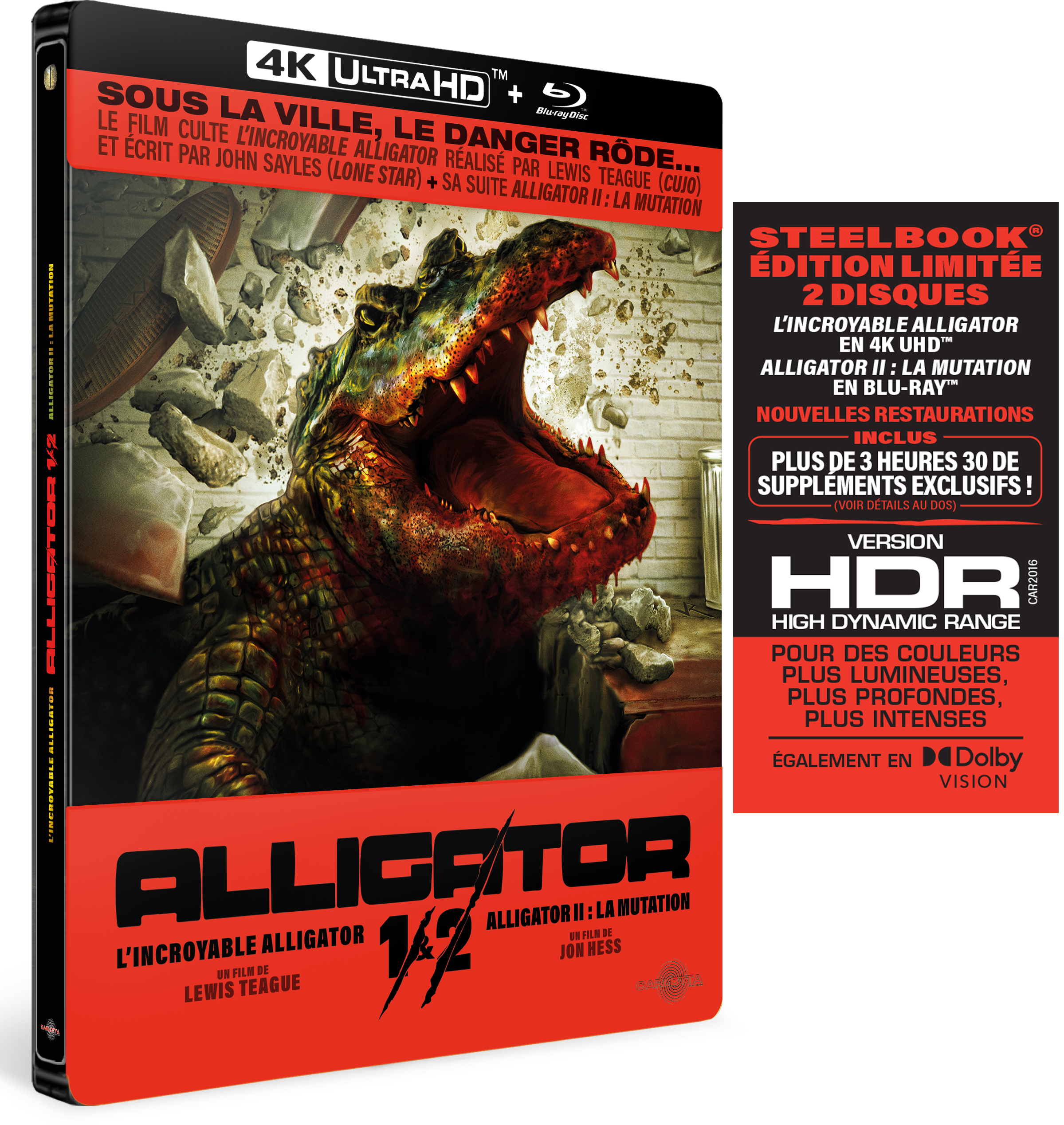 INCROYABLE ALLIGATOR ET ALLIGATOR 2 - LA MUTATION - UHD+BR STEELBOOK ED LIMITEE