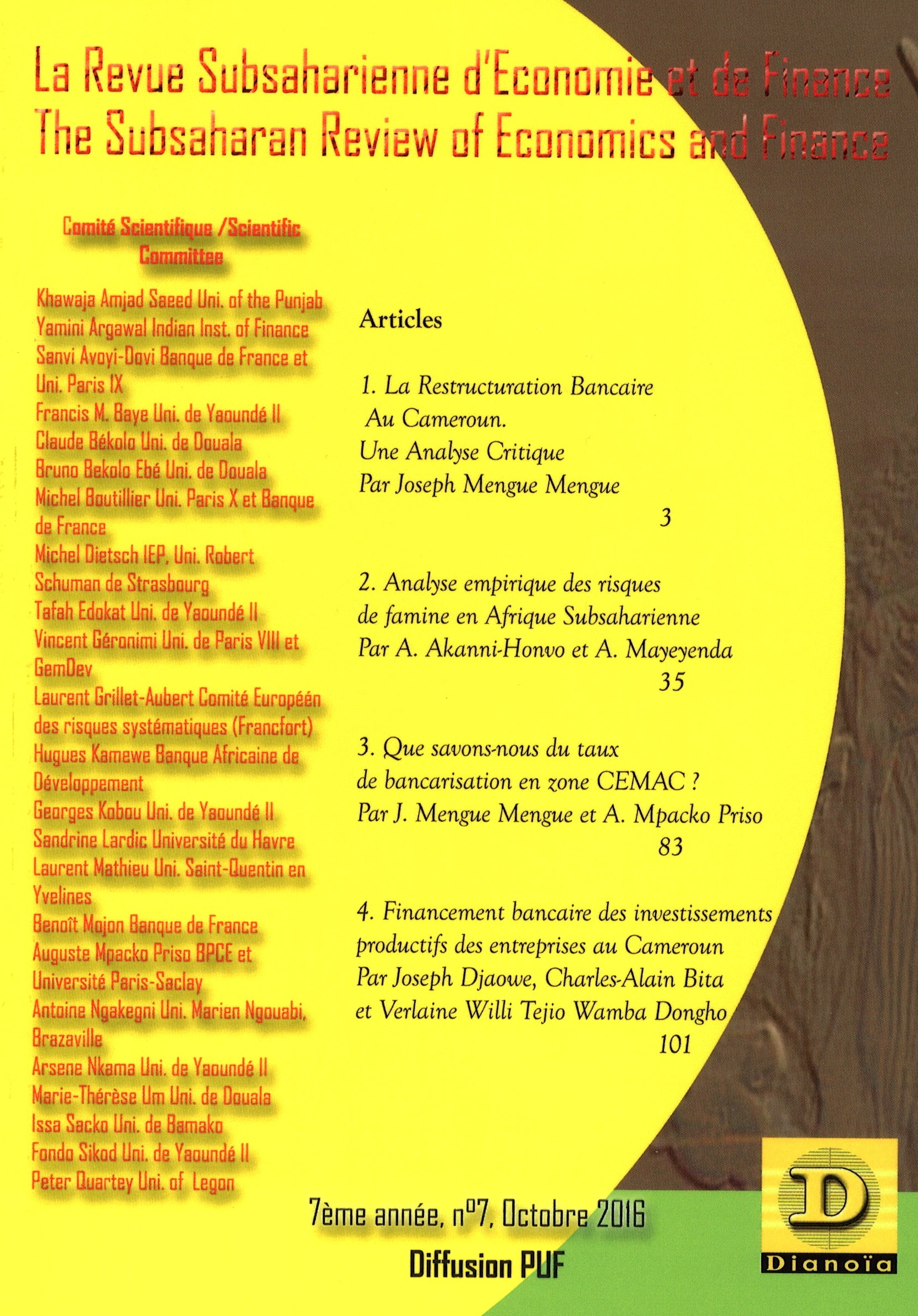 Revue subsaharienne d'économie et de finance