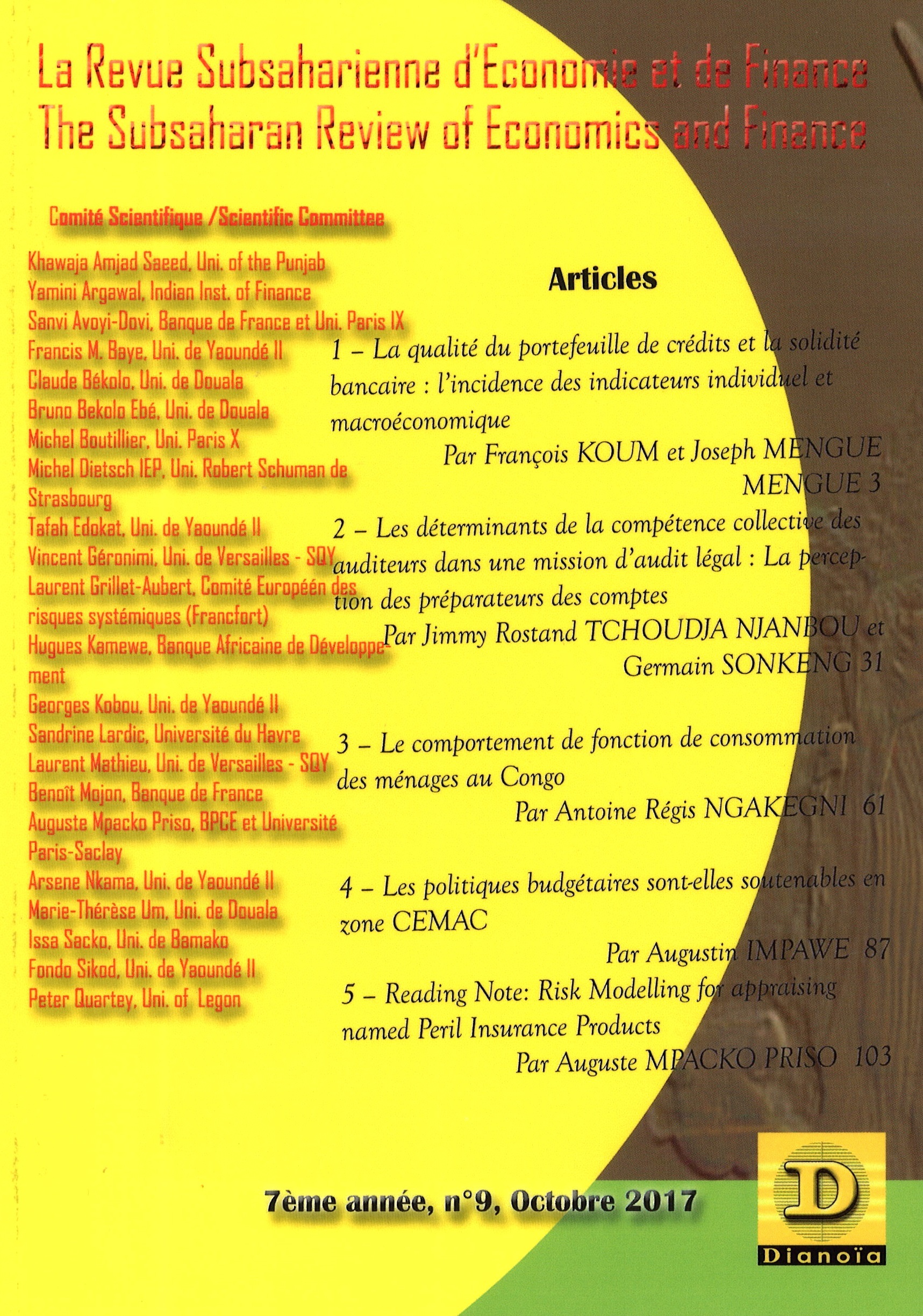 Revue subsaharienne d'économie et de finance