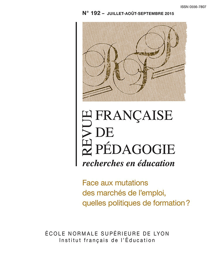 REVUE FRANCAISE DE PEDAGOGIE, N 192/2015. FACE AUX MUTATIONS