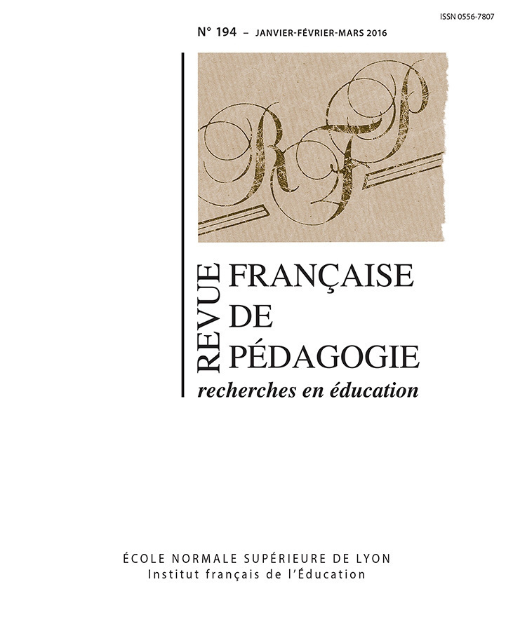 REVUE FRANCAISE DE PEDAGOGIE, N 194/2016. VARIA