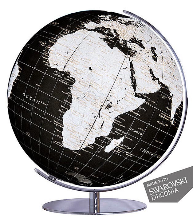 34 CM NOIR ARGENT SWAROVSKI PIED CHROME