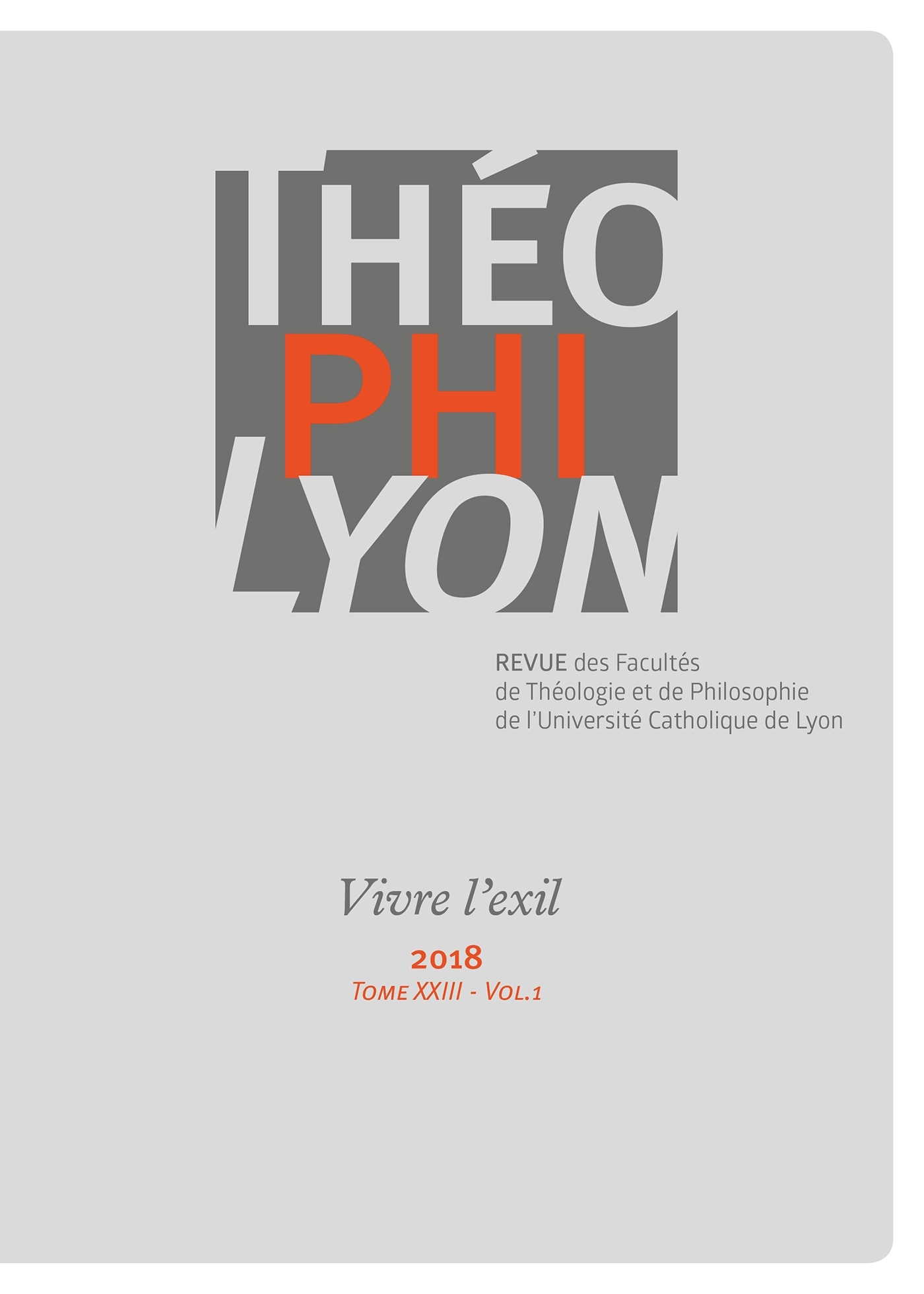 Théophilyon XXIII vol 1 - 2018