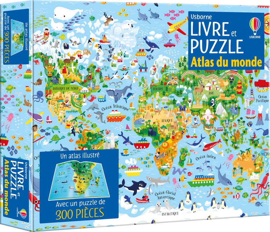Atlas du monde - Coffrets livre et puzzle (300 pièces) - Dès 7 ans