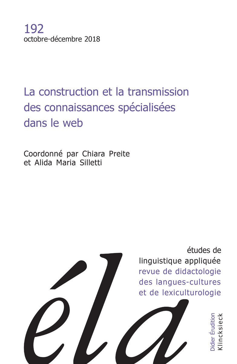 Études de linguistique appliquée - N°4/2018