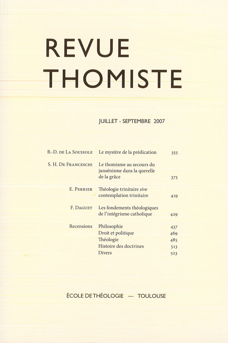 Revue thomiste - N°3/2007