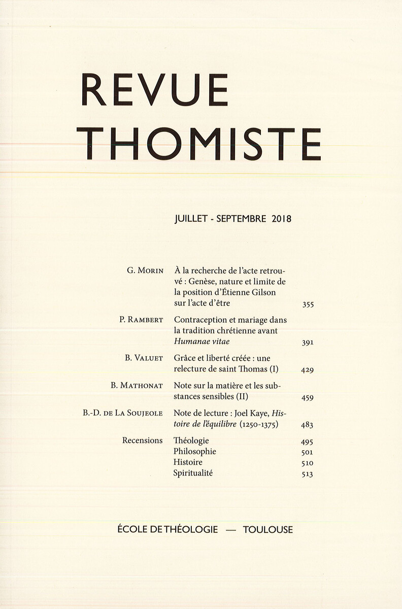 Revue thomiste - N°3/2018