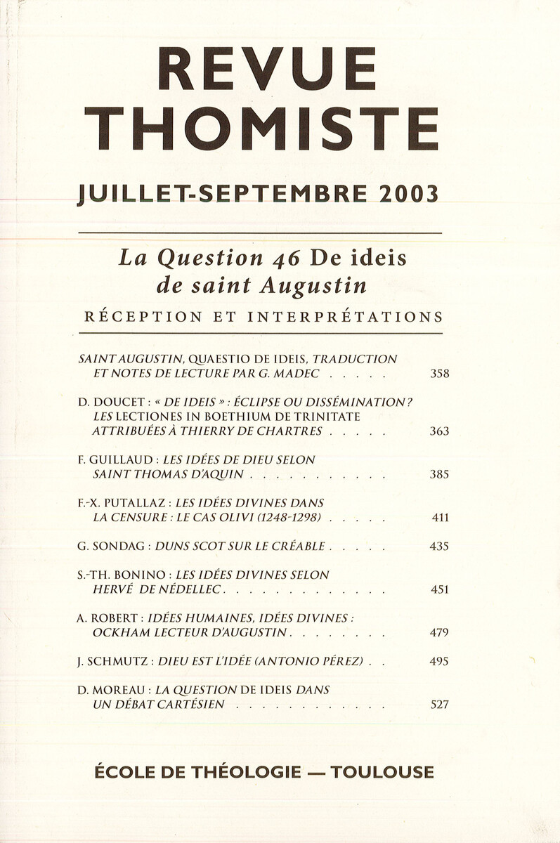 Revue thomiste - N°3/2003