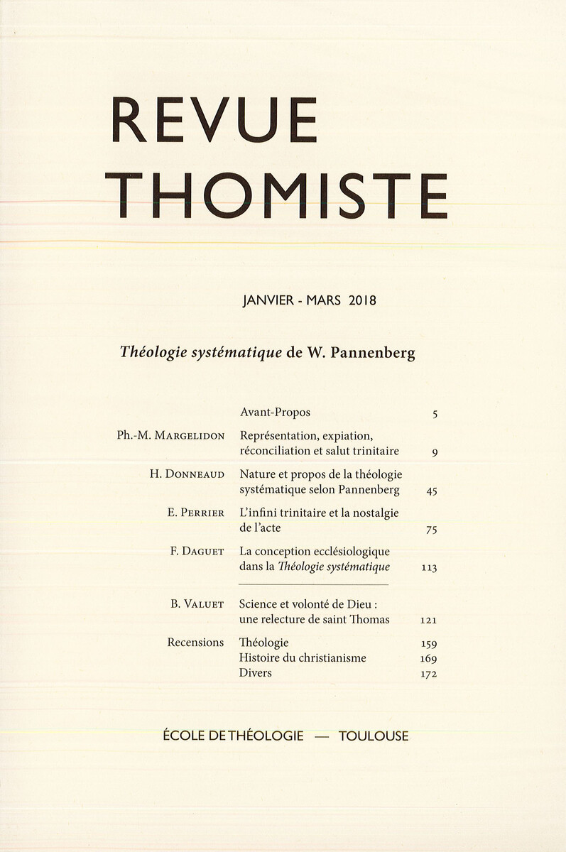 Revue thomiste - N°1/2018