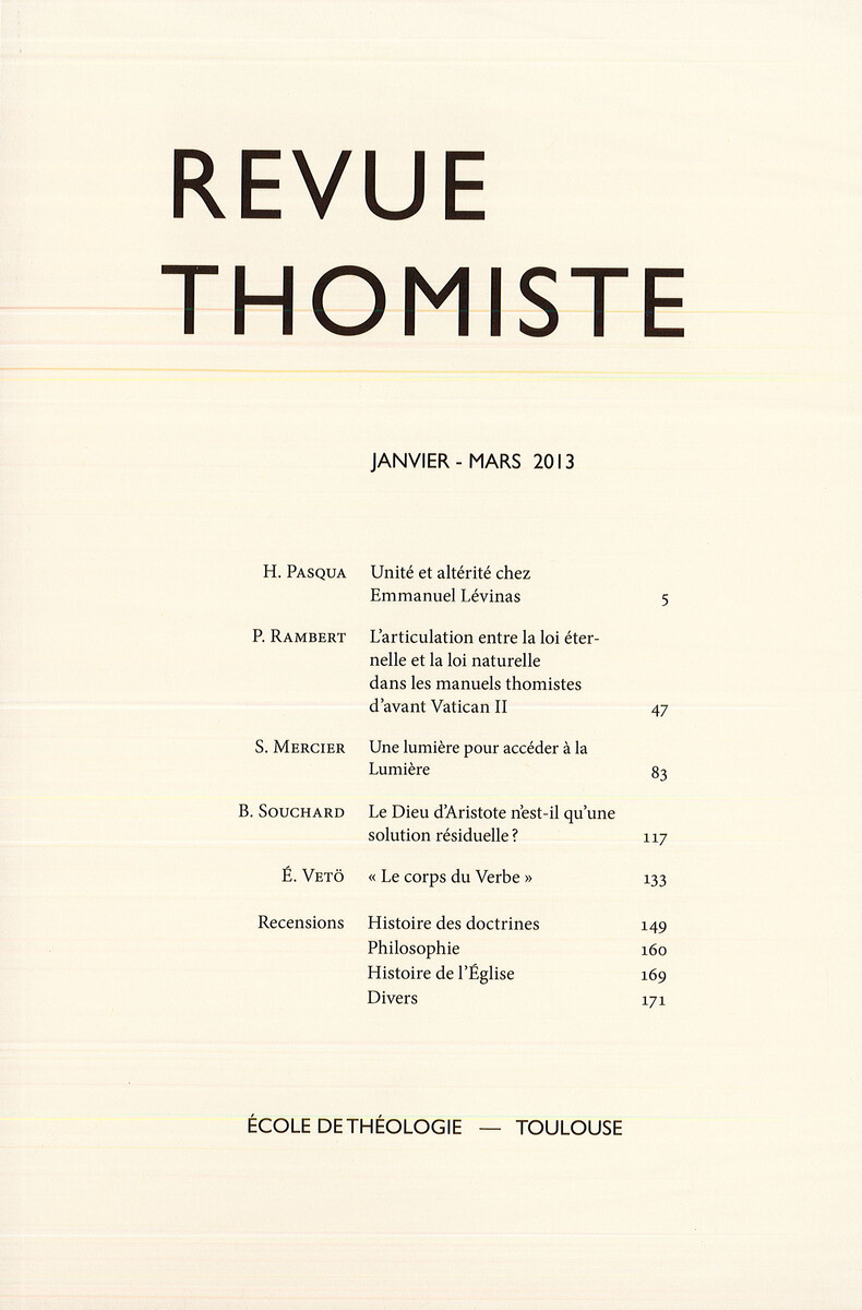 Revue thomiste - N°1/2013