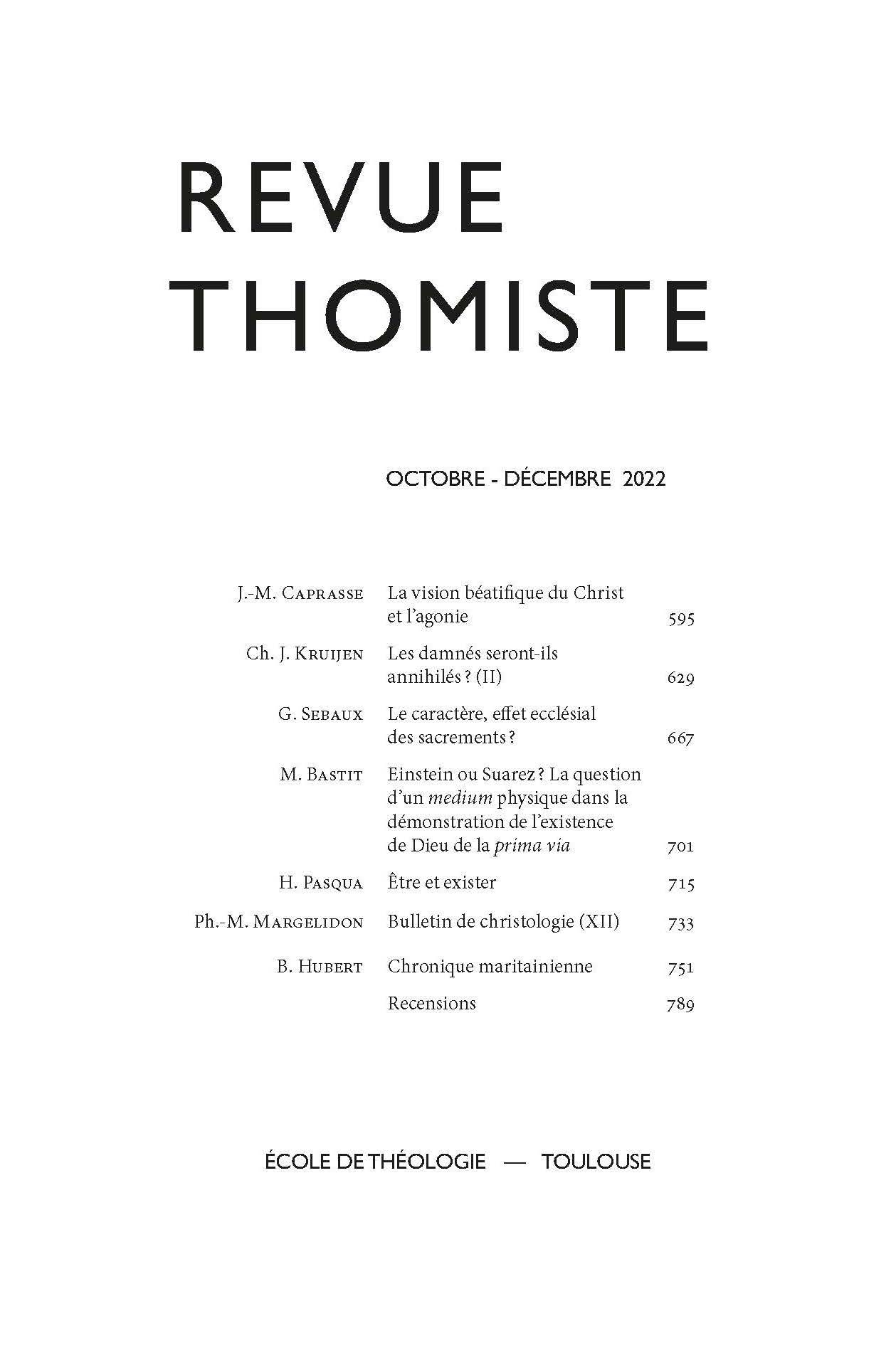 Revue thomiste - N°4/2022