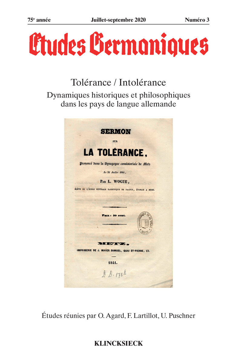 Études germaniques - N°3/2020
