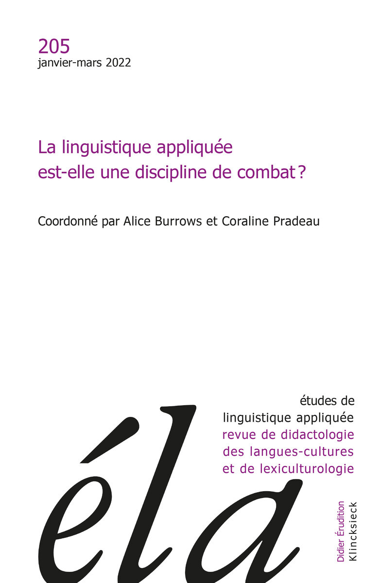 Études de linguistique appliquée - N°1/2022