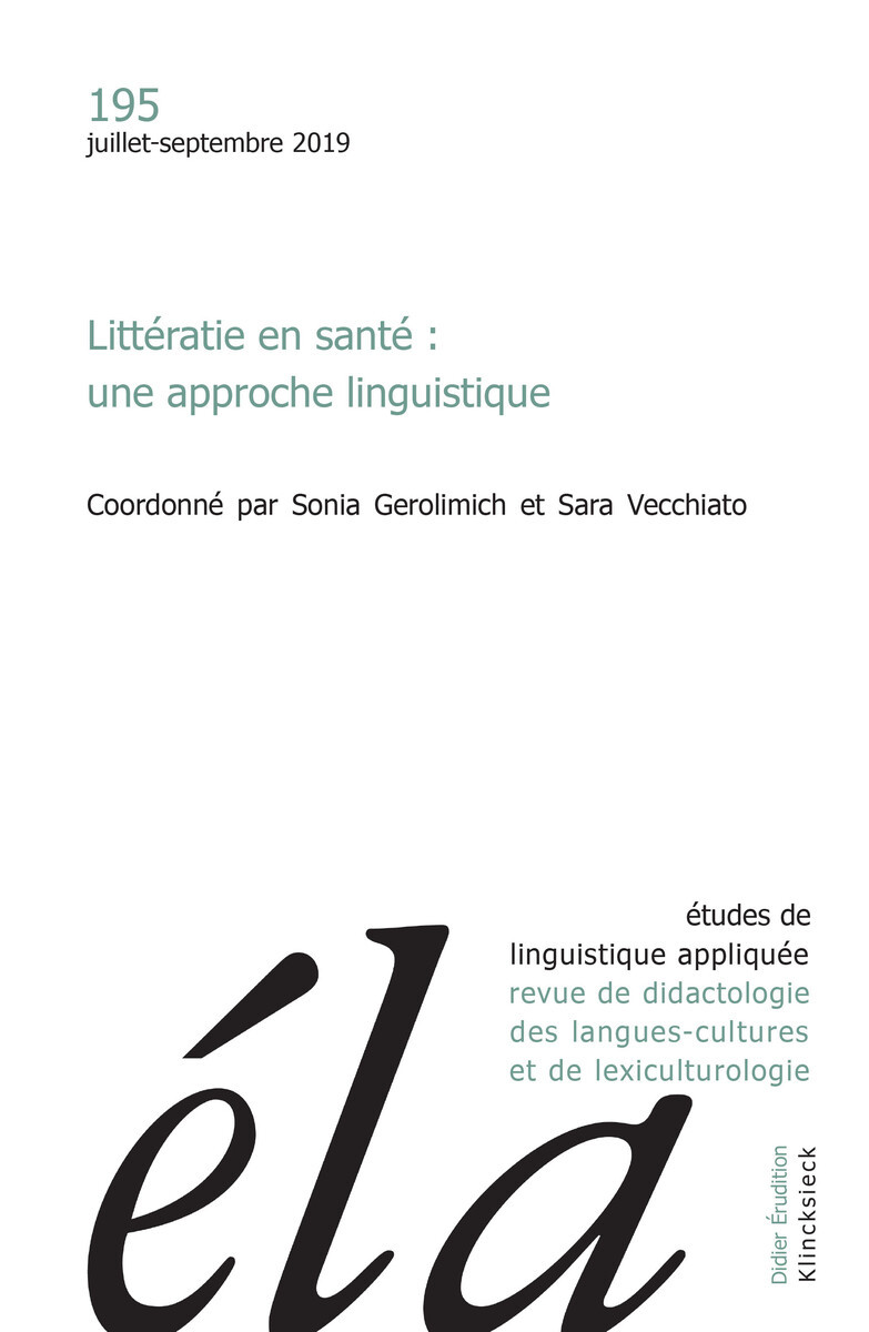 Études de linguistique appliquée - N°3/2019