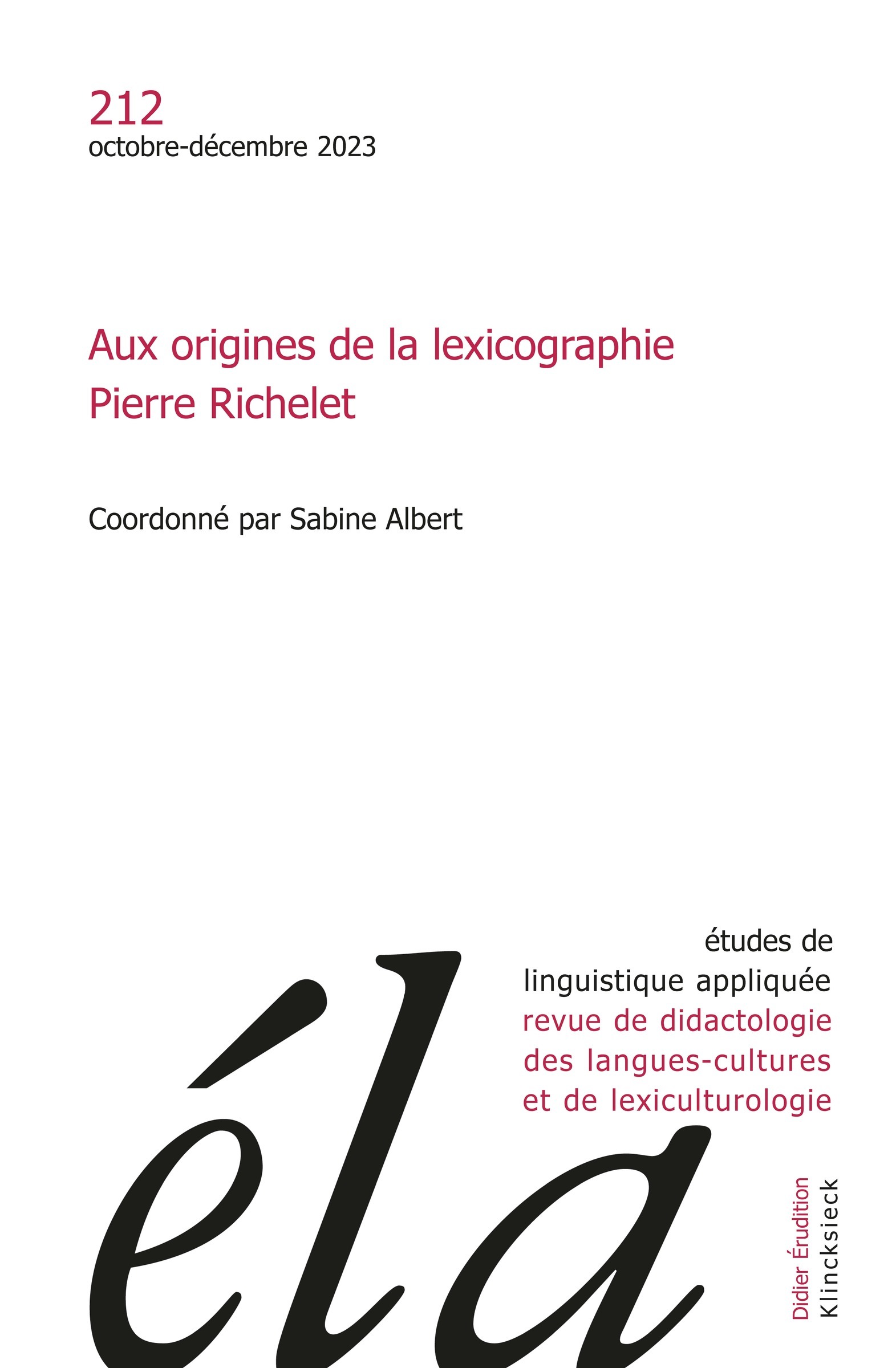 Etudes de linguistique appliquée - n°4-2023