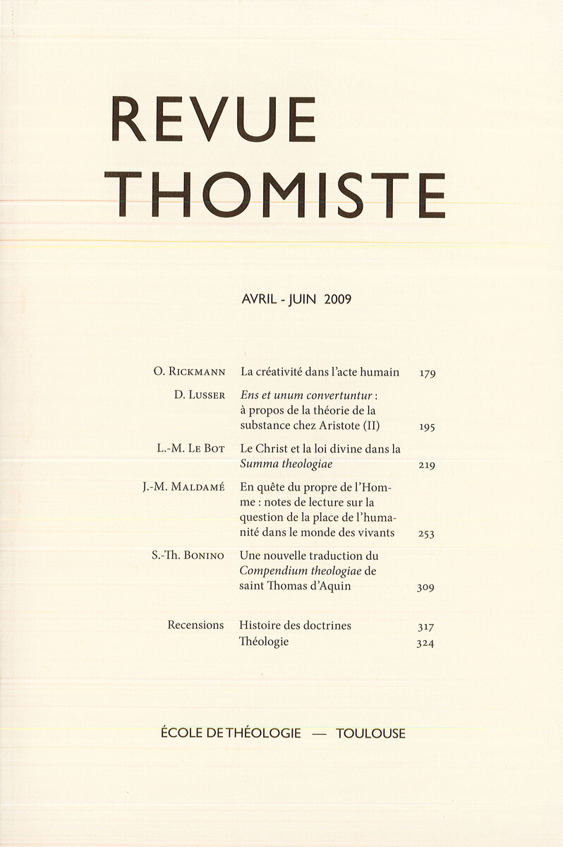 Revue thomiste - N°2/2009