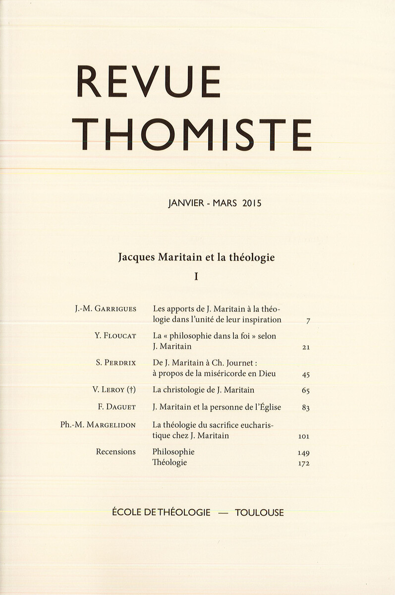 Revue thomiste - N°1/2015