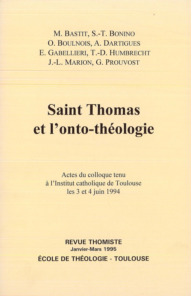 Revue thomiste - N°1/1995